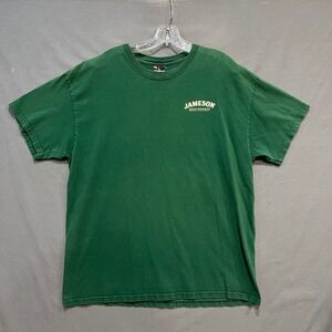 Hanes Beefy-T Jameson Irish Whiskey Shirt Mens XL Green Distressed Graphic Tee